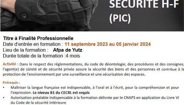 FORMATION: Agent de Prévention et de Sécurité H-F